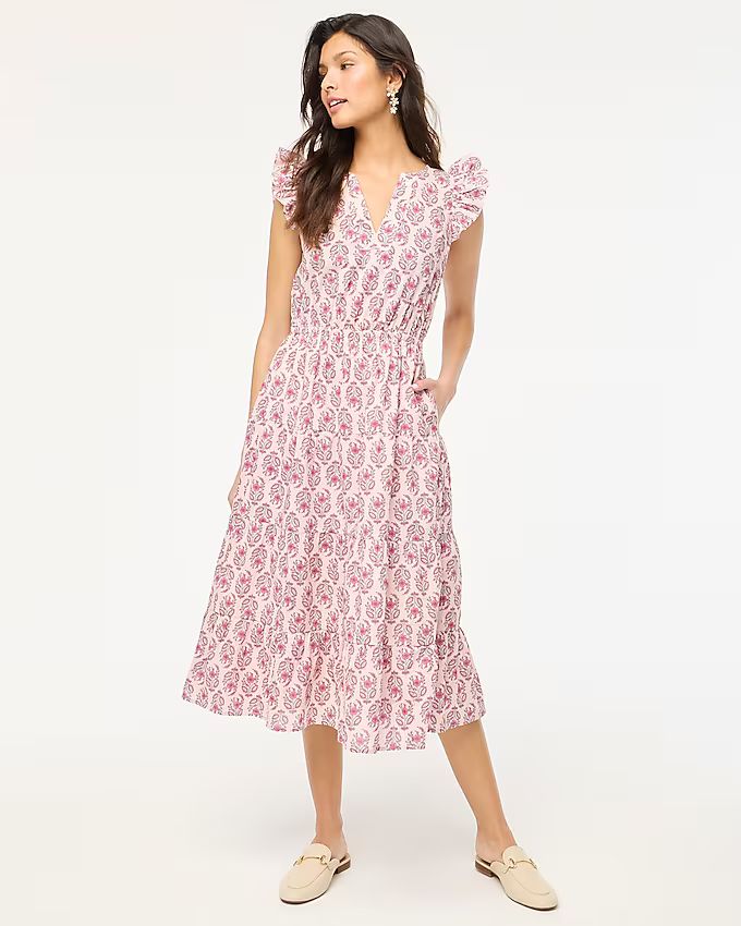 Ruffle-sleeve midi dress | J.Crew Factory