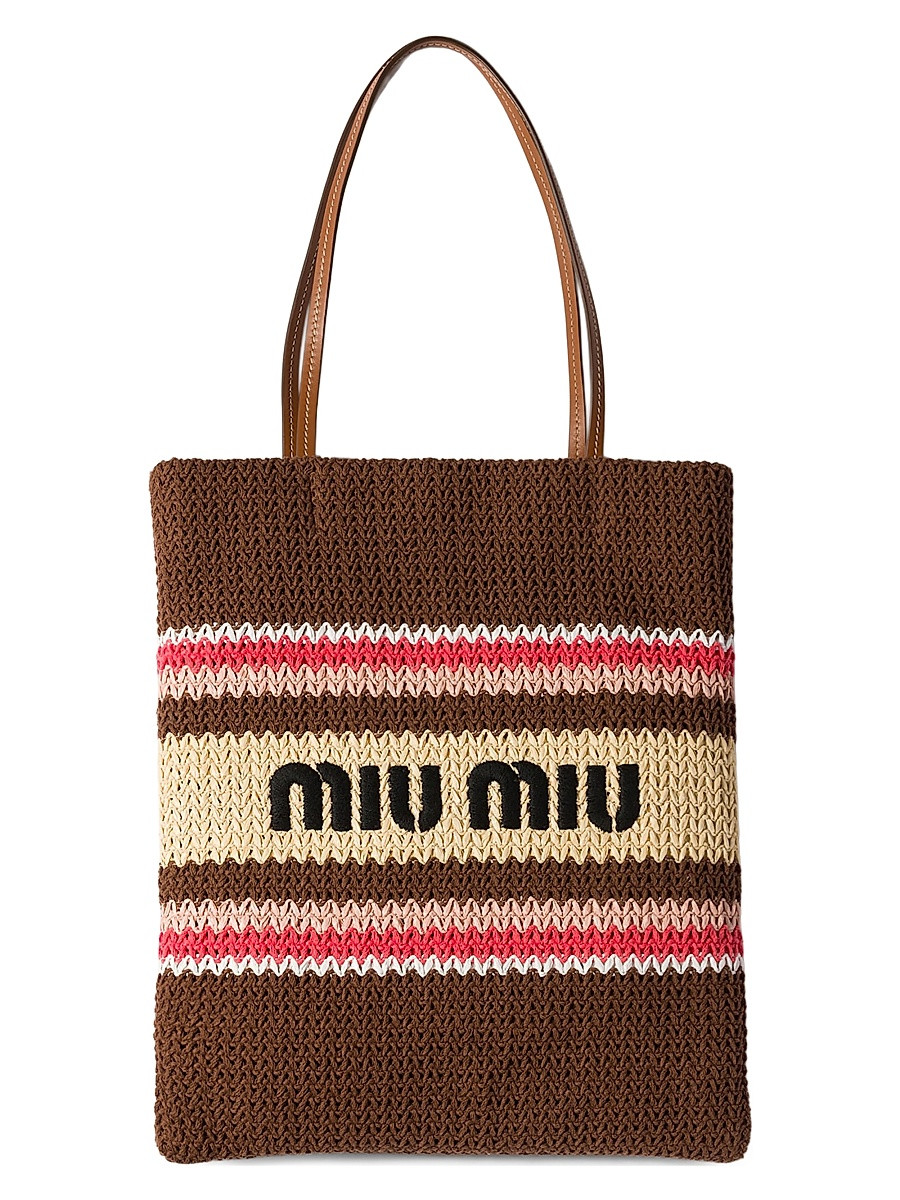 Women's Raffia-Effect Woven Tote Bag - Brown Red | Saks Fifth Avenue