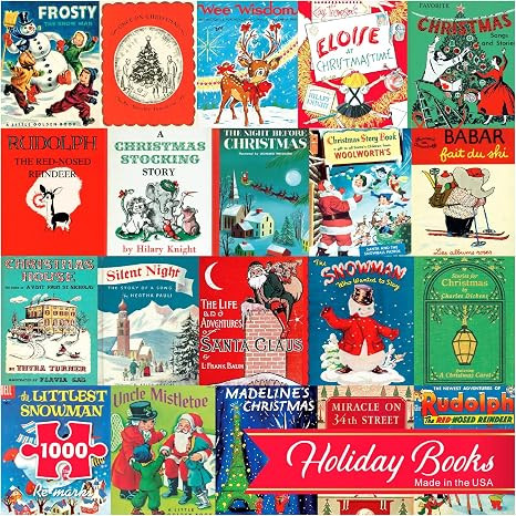 Re-marks Holiday Books Puzzle, Collage Puzzle for All Ages, 1000-Piece Christmas Puzzle | Amazon (US)