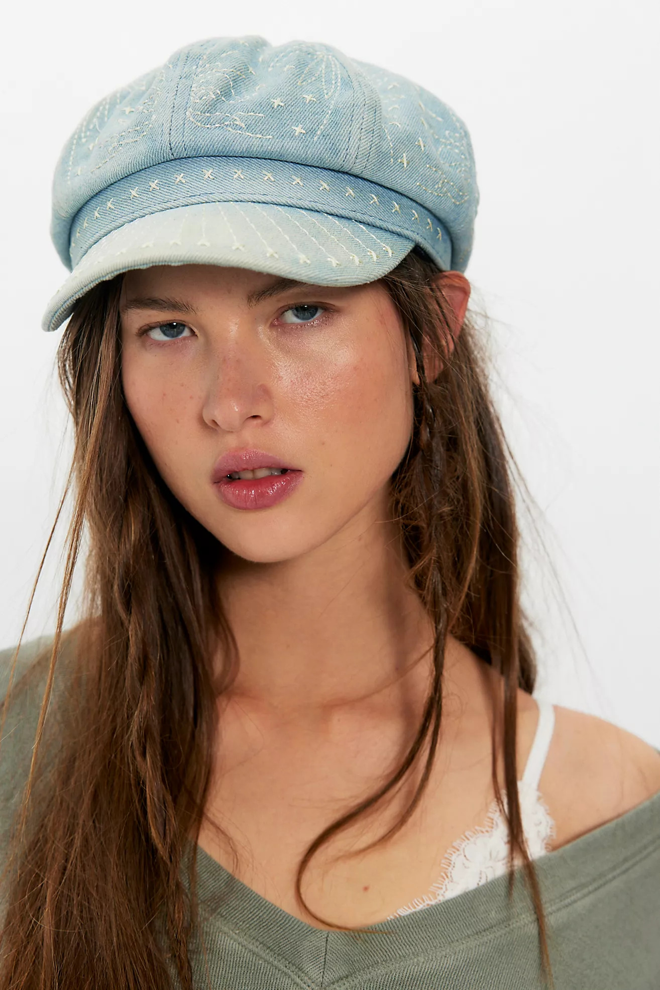 Denim Embroidered Cadet Hat | Free People (Global - UK&FR Excluded)