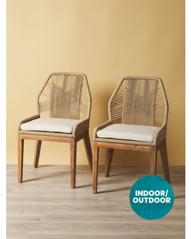 2pk 37in Rope Crossweave Dining Chairs With Cushions | HomeGoods