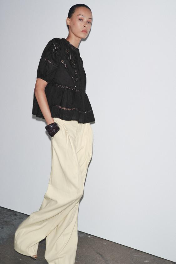 ZW COLLECTION ROMANTIC EMBROIDERED BLOUSE | Zara US