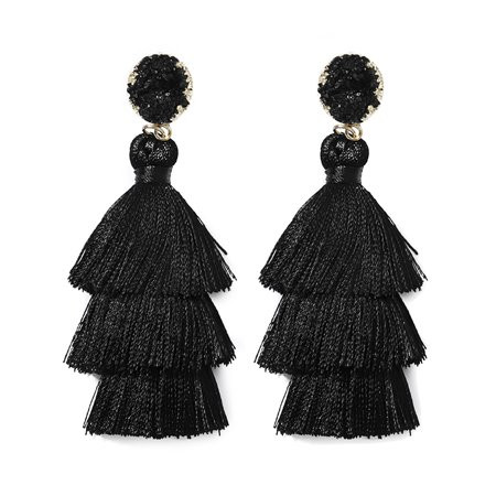 Black Tassel Earrings for Women | Colorful Layered Tassle 3 Tier Bohemian Earrings | Dangle Drop Ear | Walmart (US)