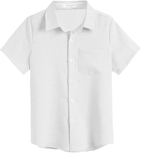 COOFANDY Men Boys Linen Shirts Short Sleeve Button Down Shirts Hawaiian Tropical Shirts | Amazon (US)