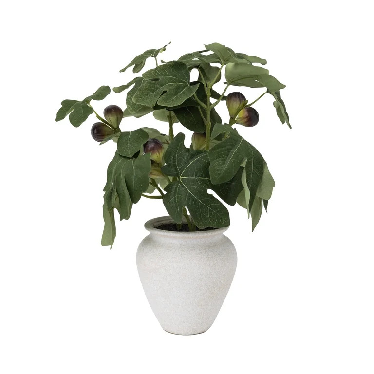 Better Homes & Gardens Artificial Fig Leaf in Tan Ceramic Vase, 13" | Walmart (US)
