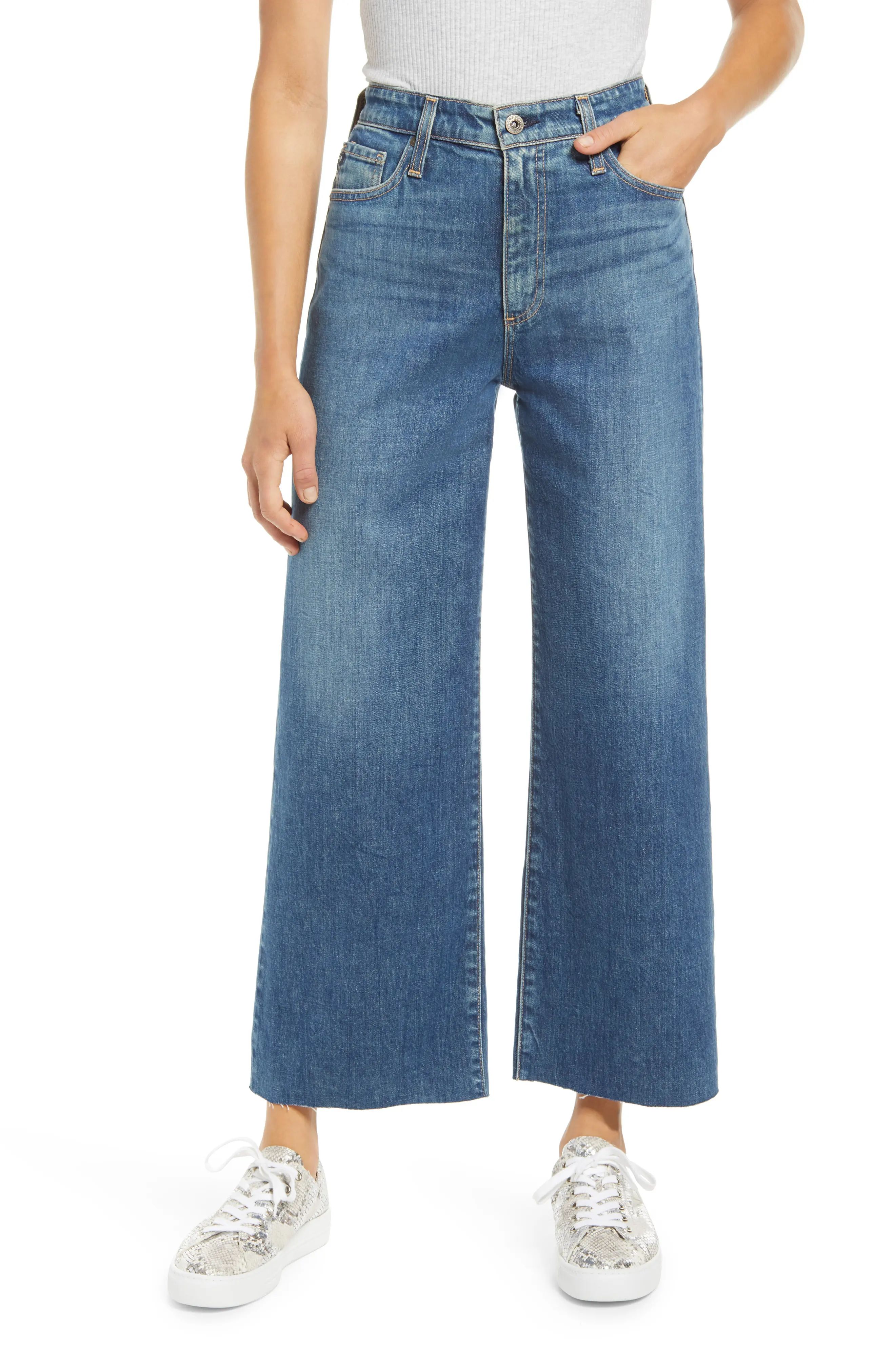 Women's Ag Etta Crop Wide Leg Jeans, Size 31 - Blue | Nordstrom