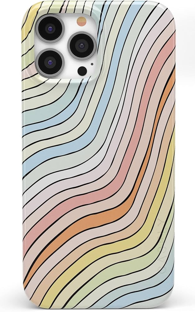 Casely iPhone 13 Pro Case | Compatible with MagSafe | Ride The Wave | Pastel Rainbow Lined Case | Amazon (US)