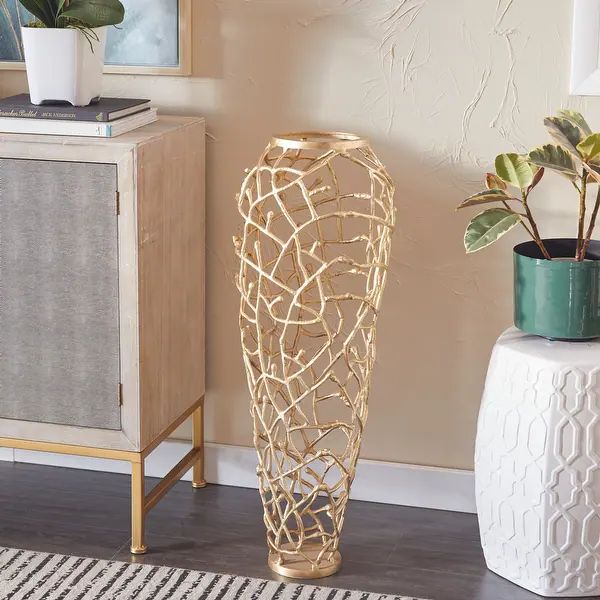 Gold Aluminum Metal Coral Vase - 12"W, 33"H | Bed Bath & Beyond