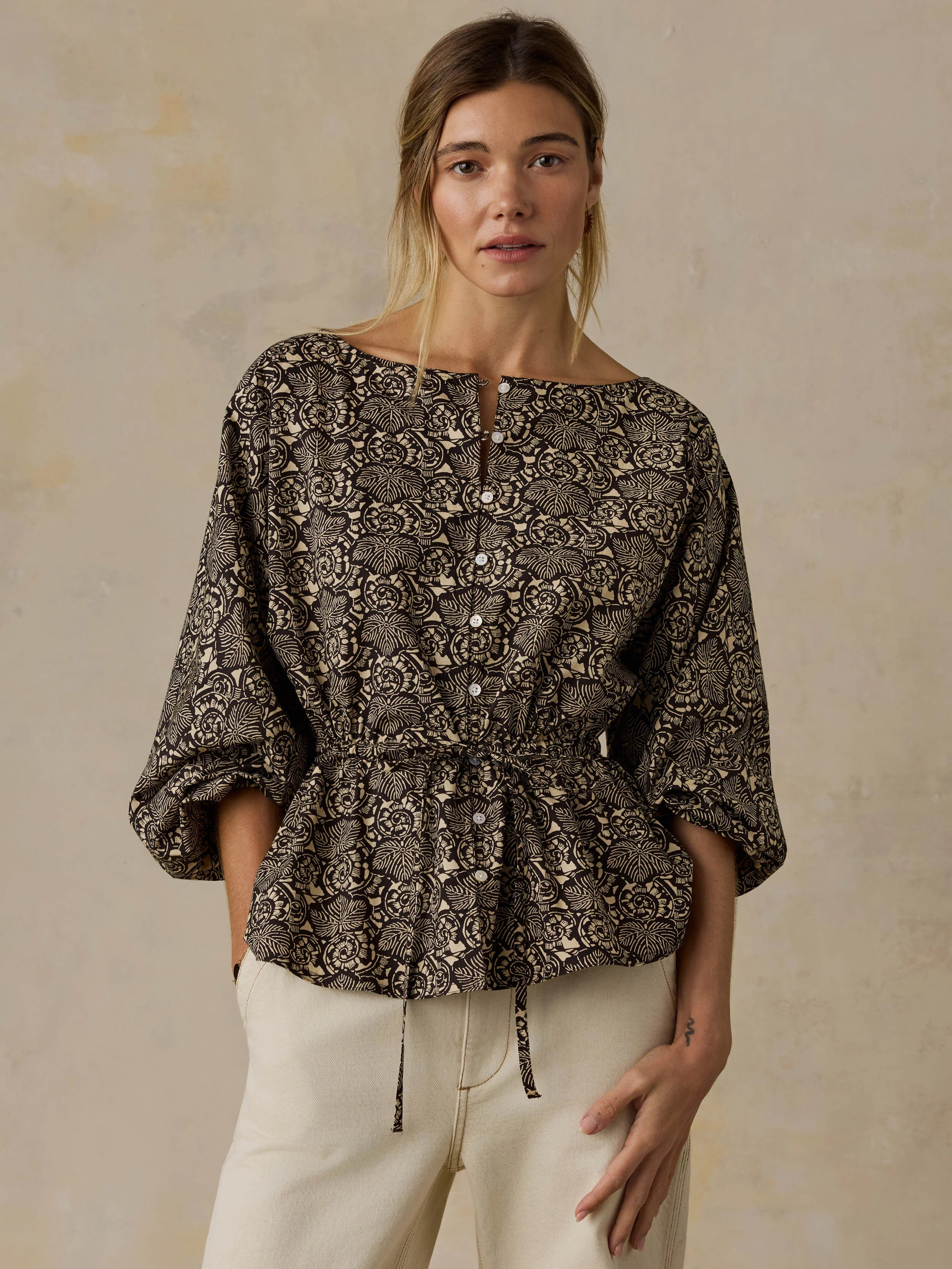 Coastal Poplin Faye Top - Night Bloom | Faherty