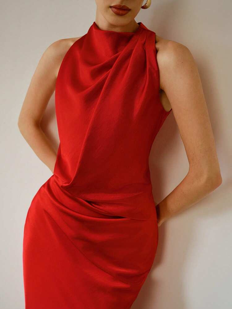 ZEYLAH Satin Halter Dress For Women | SHEIN