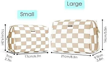 PU Leather Checkered Makeup Bag Travel Cosmetic Bag Organizer Make up Bag with Organization Pocke... | Amazon (US)