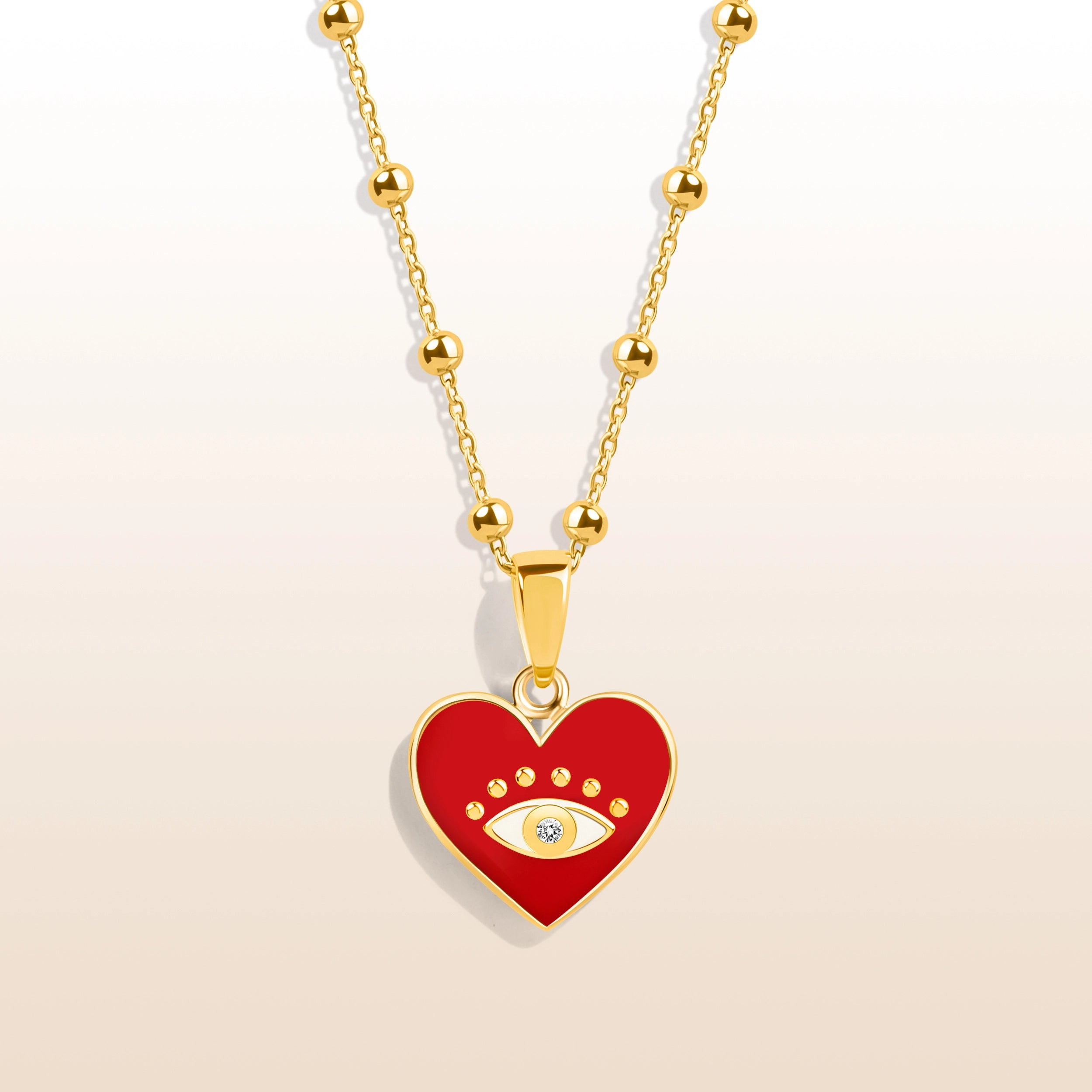 Steadfast Loyalty - Evil Eye Diamond Heart Charm Necklace | Karma and Luck
