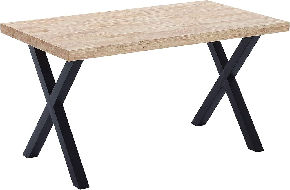 X-Loft, Mesa de Comedor, Mesa de Salon, Acabado en Roble Salvaje y Patas Metalicas Negro, Medidas... | Amazon (ES)