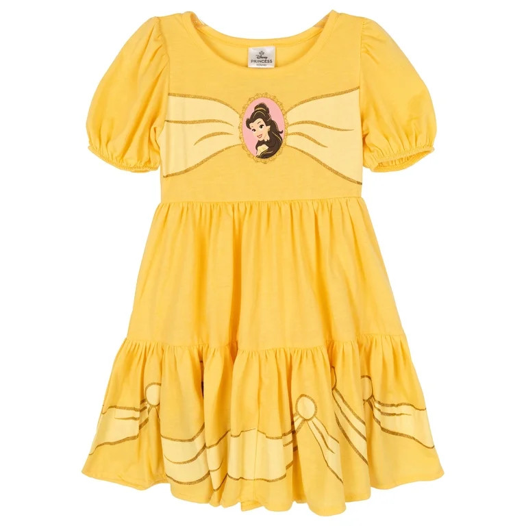 Disney Princess Beauty and the Beast Belle Square Neck Dress Toddler to Big Kid | Walmart (US)