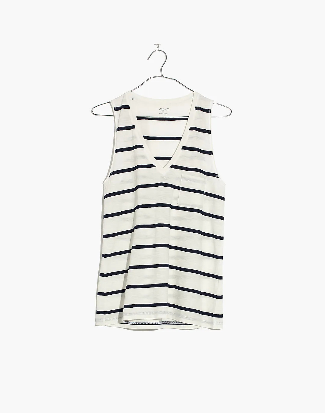 Whisper Cotton V-Neck Pocket Tank in Creston Stripe | Madewell