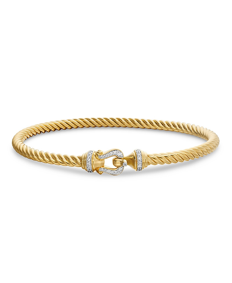 David Yurman 18K Yellow Gold The Cable Collection Diamond Buckle Cablespira Bangle Bracelet | Bloomingdale's (US)