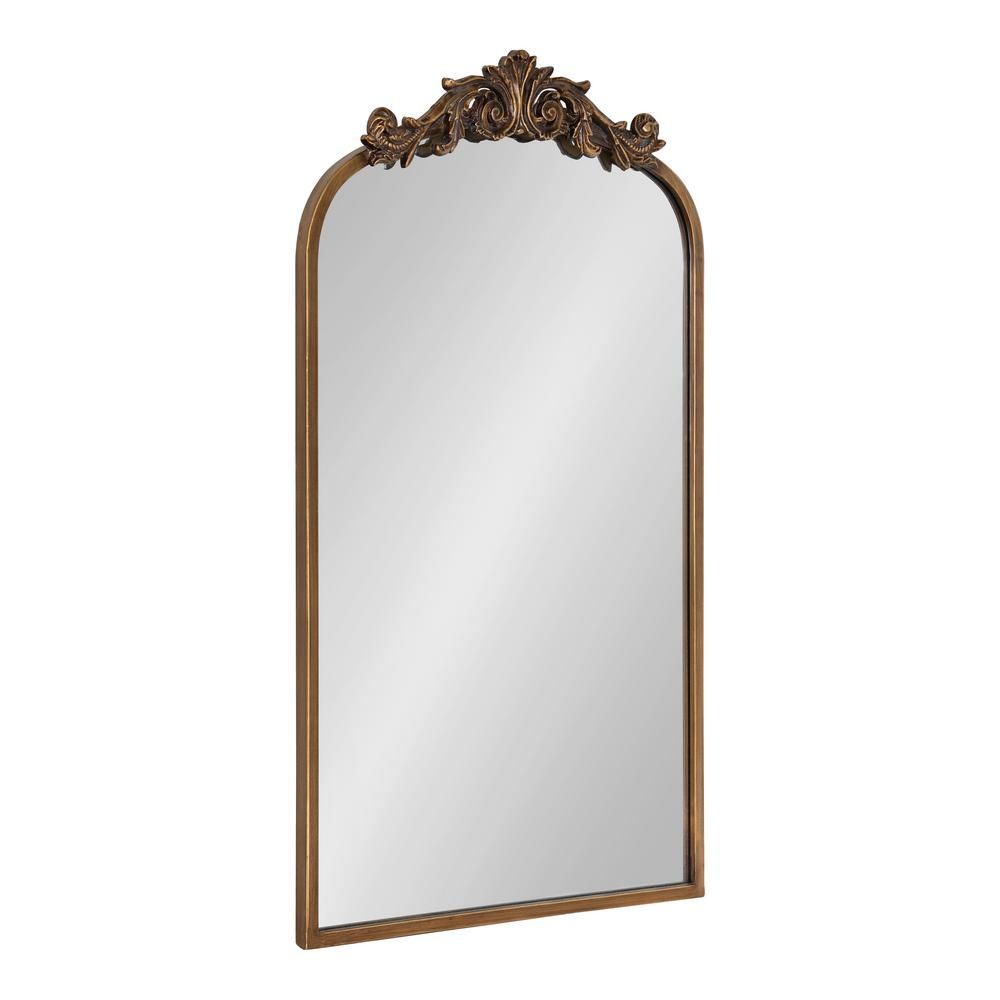 Kate and Laurel Arendahl 31 in. x 19 in. Arch Gold Framed Wall Mirror 217036 - The Home Depot | The Home Depot