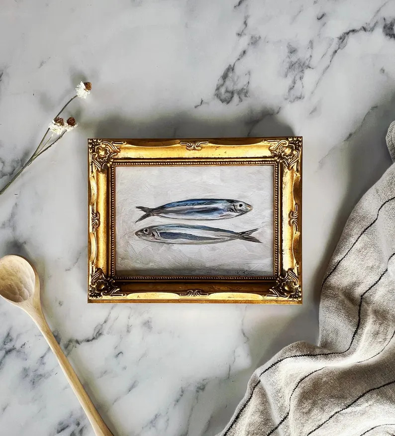 Still Life Kitchen Art Print Set: Lemon, Oyster, Sardines - Etsy | Etsy (US)