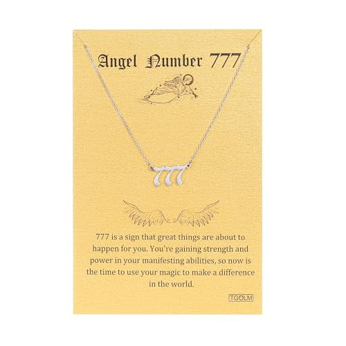 TGOLM Old English 777 Angel Number Pendant Necklace for Women Aesthetic Accessories Jewelry Silver | Amazon (US)