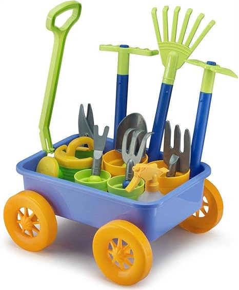 Liberty Imports Pull Along Garden Wagon and Gardening Tools Toy Play Set for Toddlers, Kids with ... | Amazon (US)