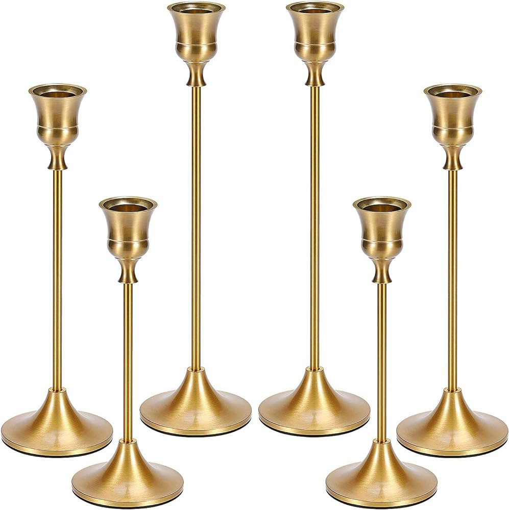 Dianjingjumei Candle Holder Gold Candlestick Holder - Taper Candle Holders Brass Candlestick Hold... | Amazon (US)