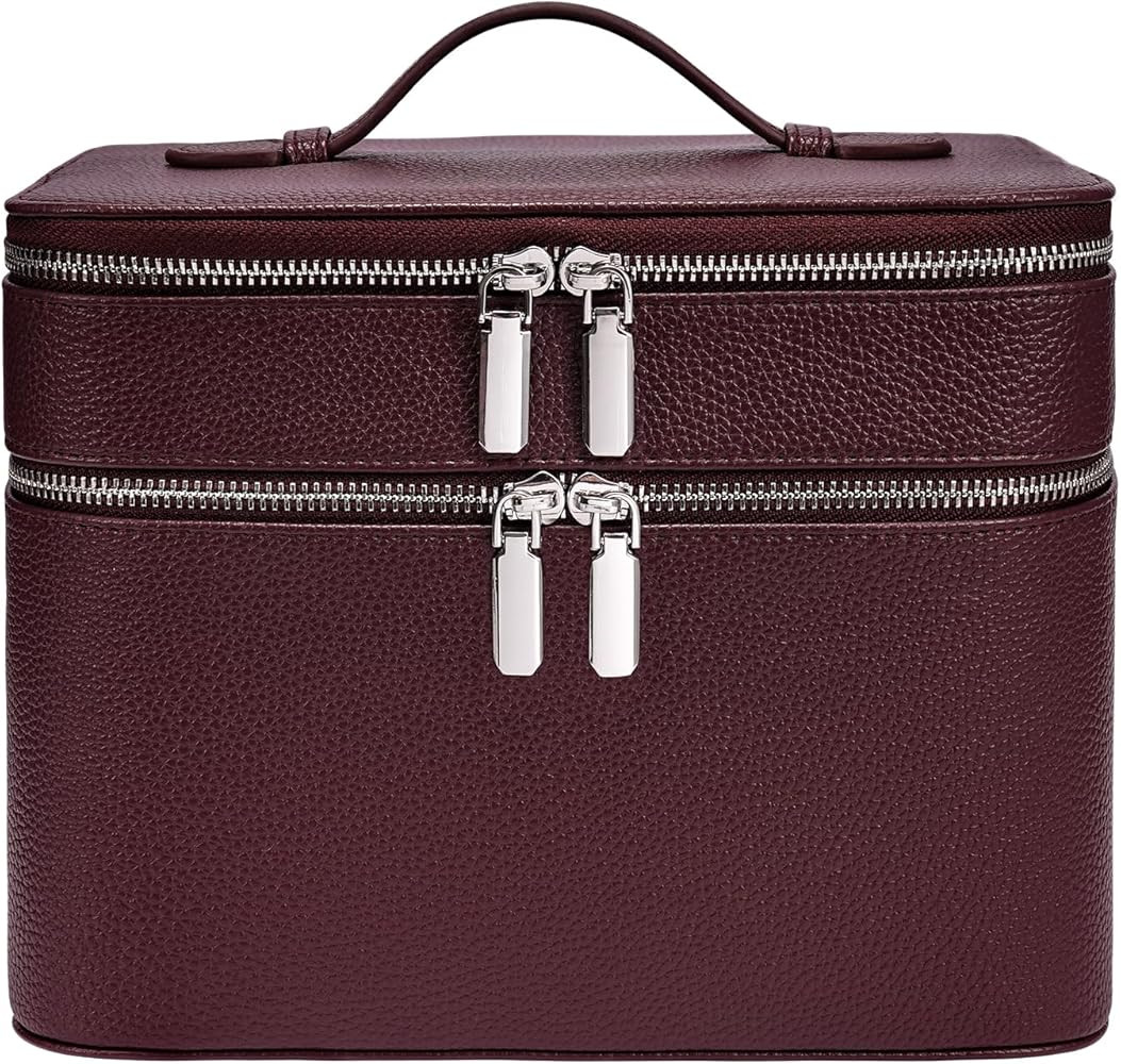 Makeup Case, Large Capacity Waterproof Double Layer Cosmetic Bag with Removable Divider, Double C... | Amazon (US)