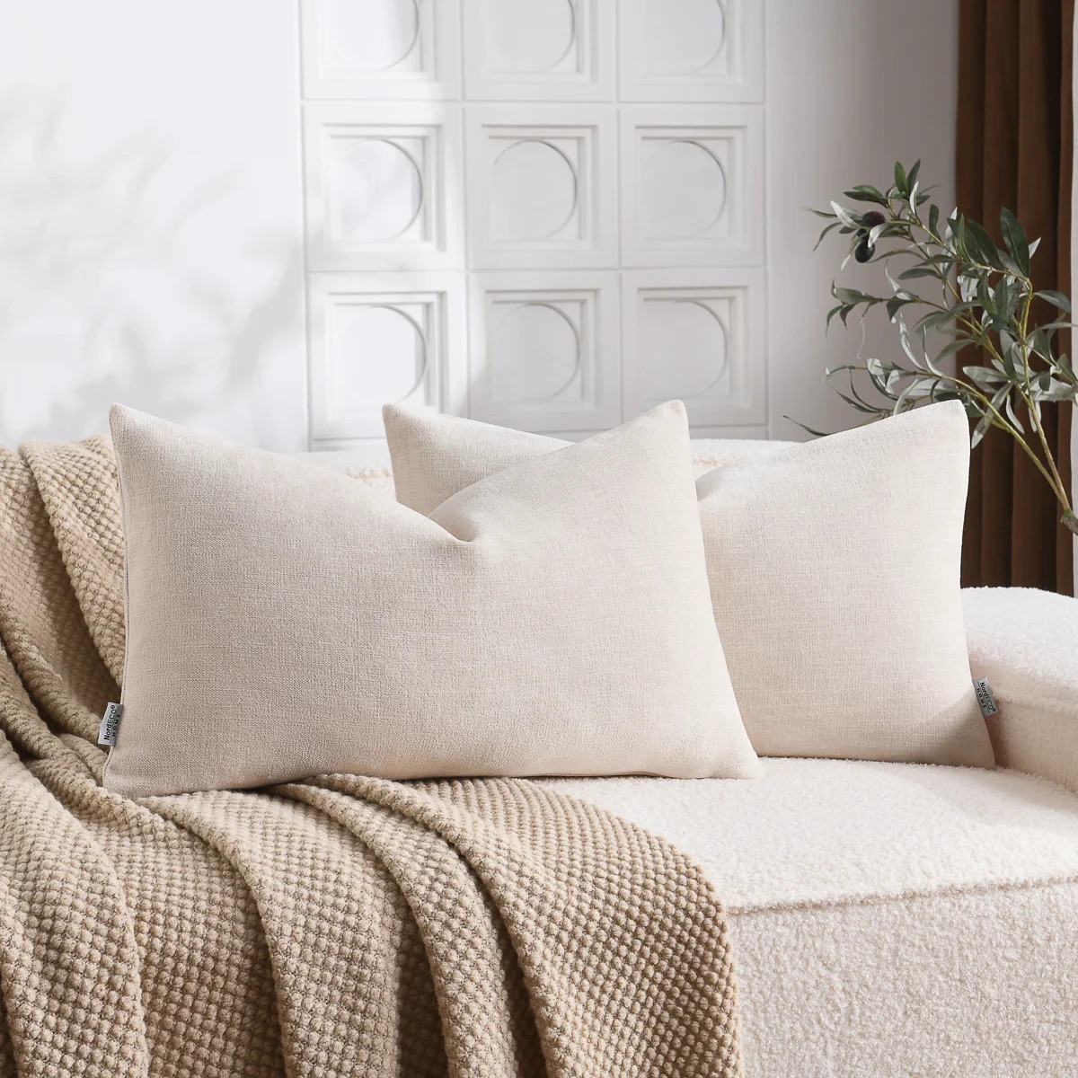 Soft Textured Slub Chenille Solid Cushion Cover Cozy Neutral Farmhouse Decorative Pillow Covers (... | Wayfair North America