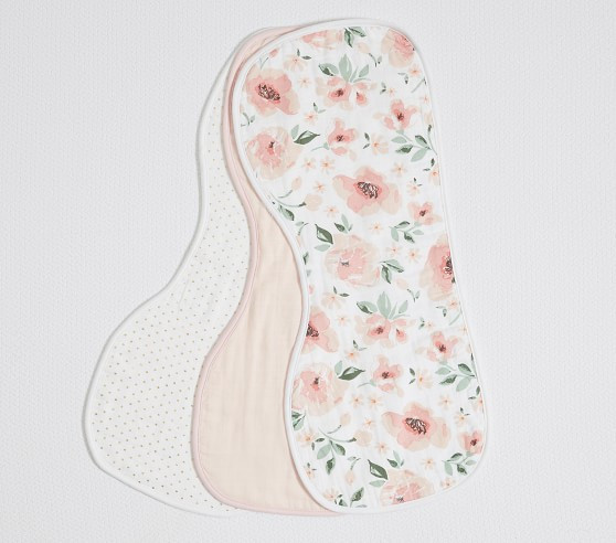 Meredith Muslin Burp Cloth Set | Pottery Barn Kids