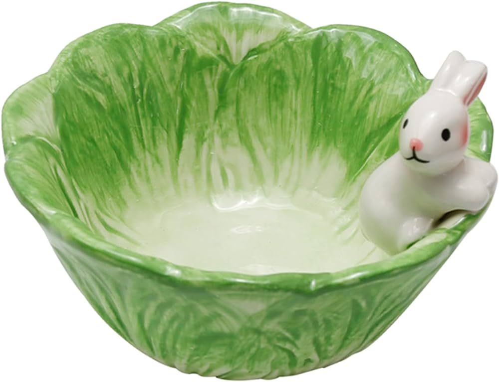 Cute Ramen Bowl Ceramic, Easter Bunny Bowl/Salad Bowl With Cabbage Rabbit Shaped Ceramic Bowls/Ca... | Amazon (US)