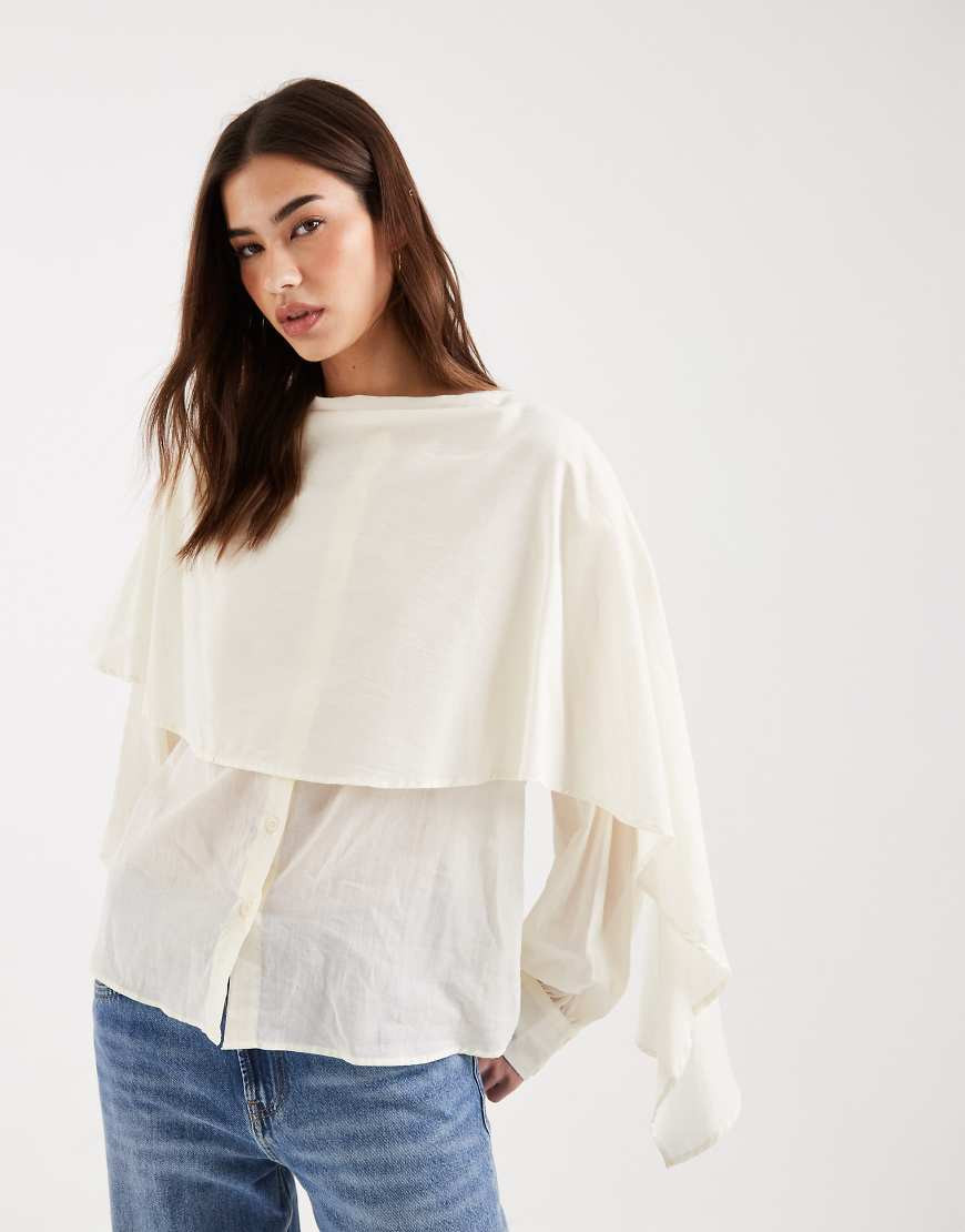 ASOS DESIGN cape blouse in white cotton voile | ASOS (Global)