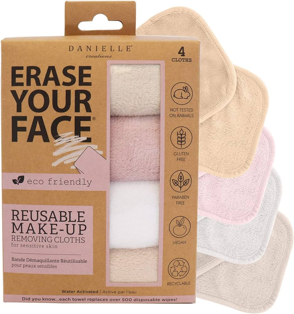 ERASE YOUR FACE Face Reusable Makeup Removing Cloths With Friendly Packaging By Danielle Enterpri... | Amazon (US)