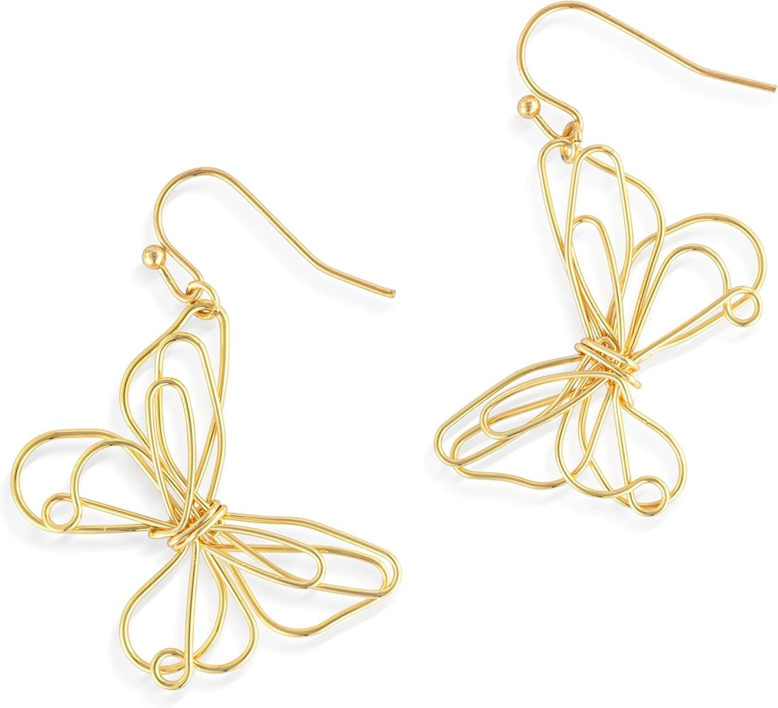 Demdaco Women's Everyday Fashion Dangle Earrings, 22mm Gold-Plated, Butterfly Wire | Amazon (US)