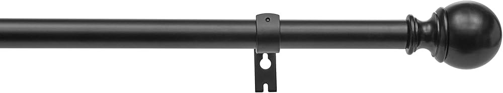 Amazon Basics 1-Inch Curtain Rod with Round Finials - 1-Pack, 72 to 144 Inch, Black | Amazon (US)