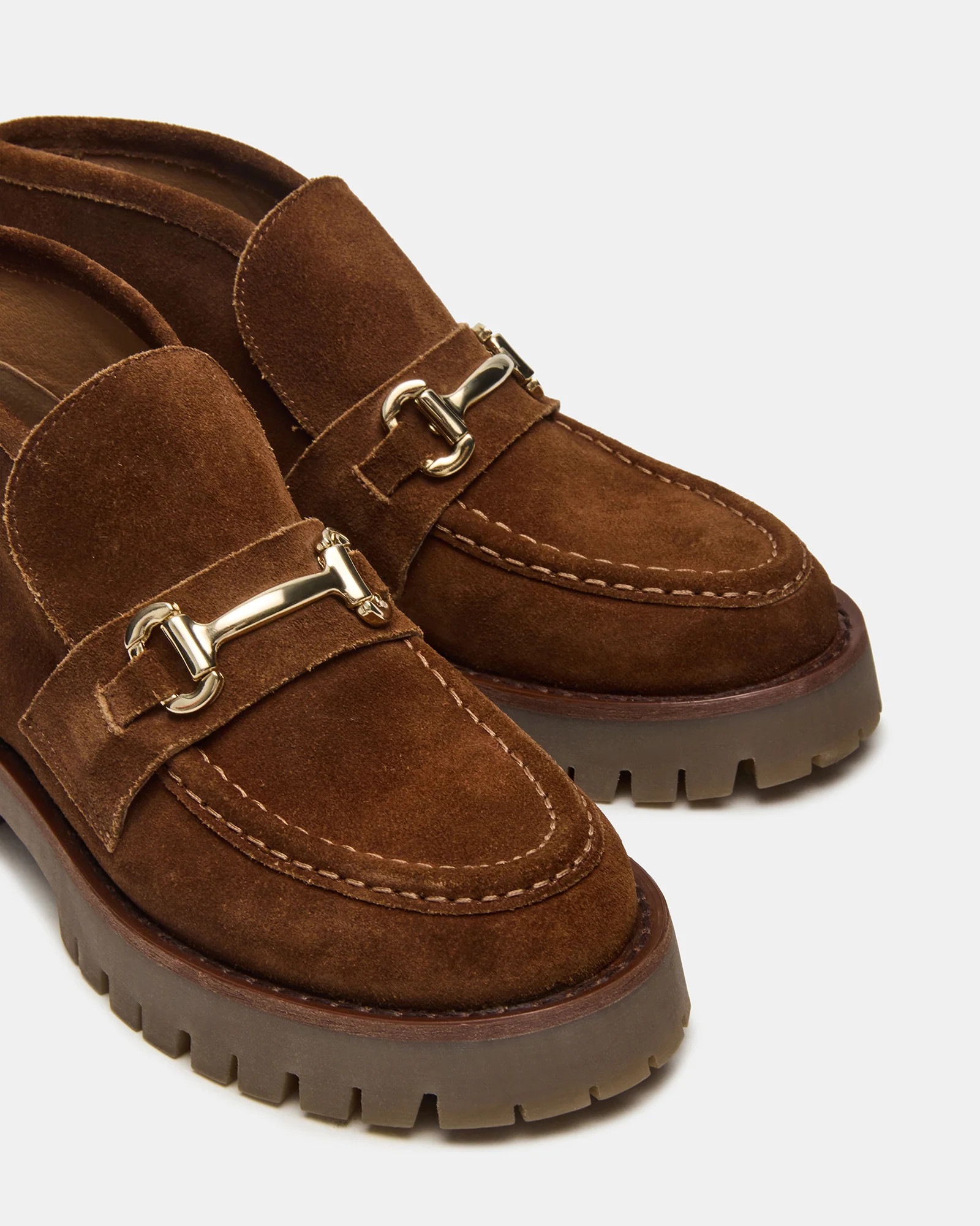 LEON Tan Suede Platform Lug Sole Women's Loafer | Steve Madden (US)