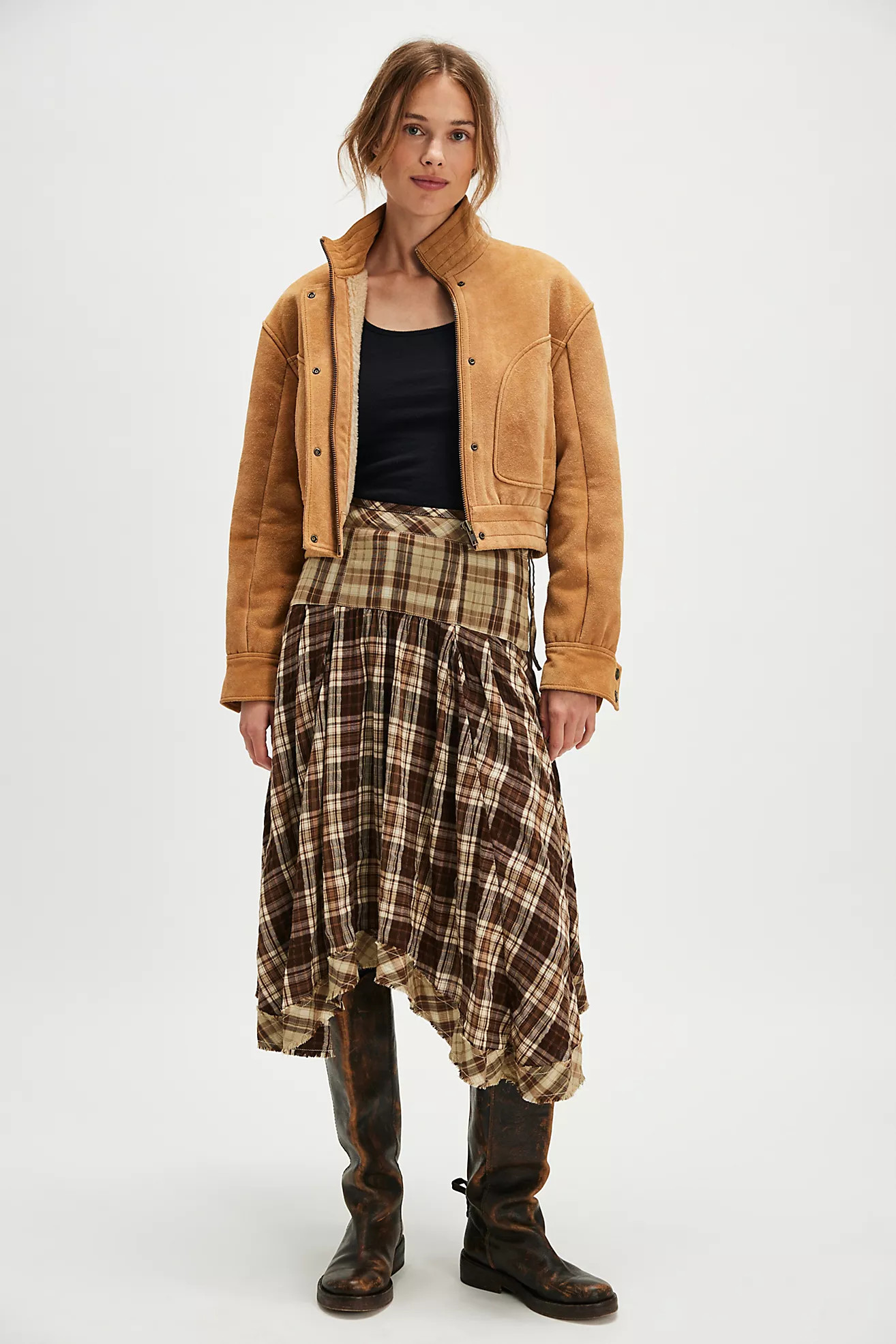 Whitestone Plaid Midi Skirt | Free People (Global - UK&FR Excluded)