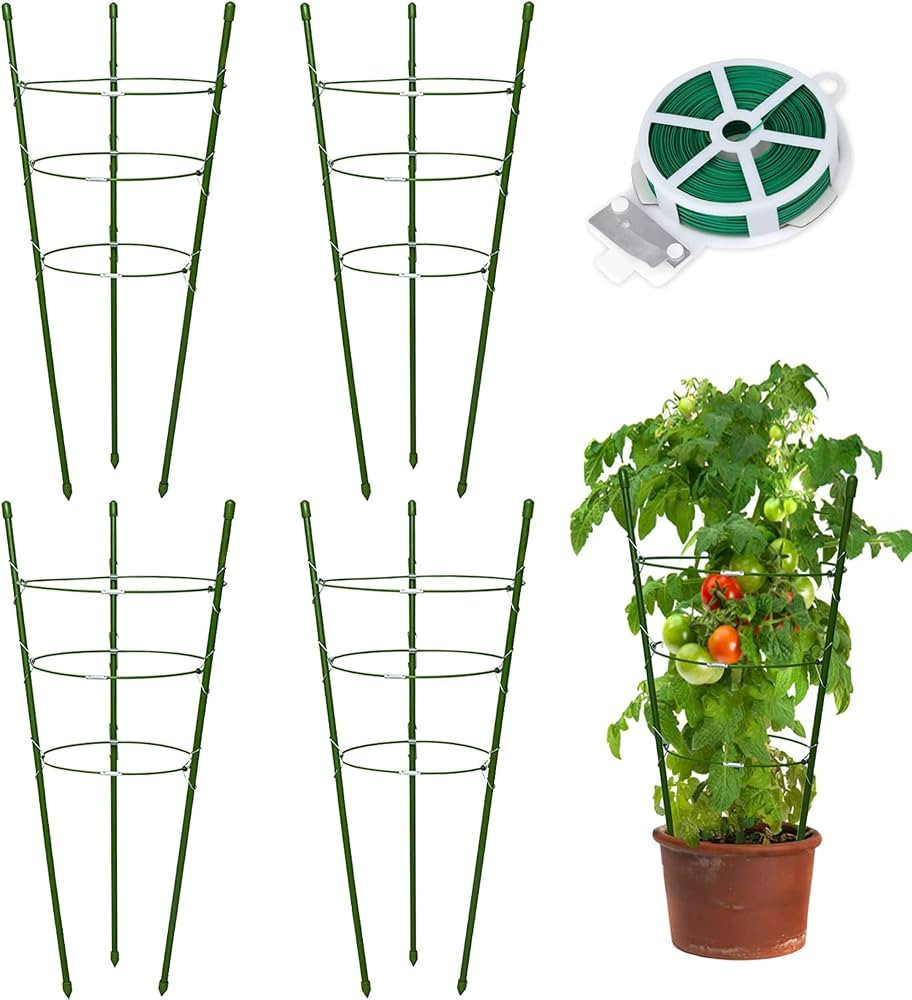 Plant Support Tomato Cages for Garden,4 Pack 18 inch Tomato Stakes Plant Stakes for Climbing Plan... | Amazon (US)