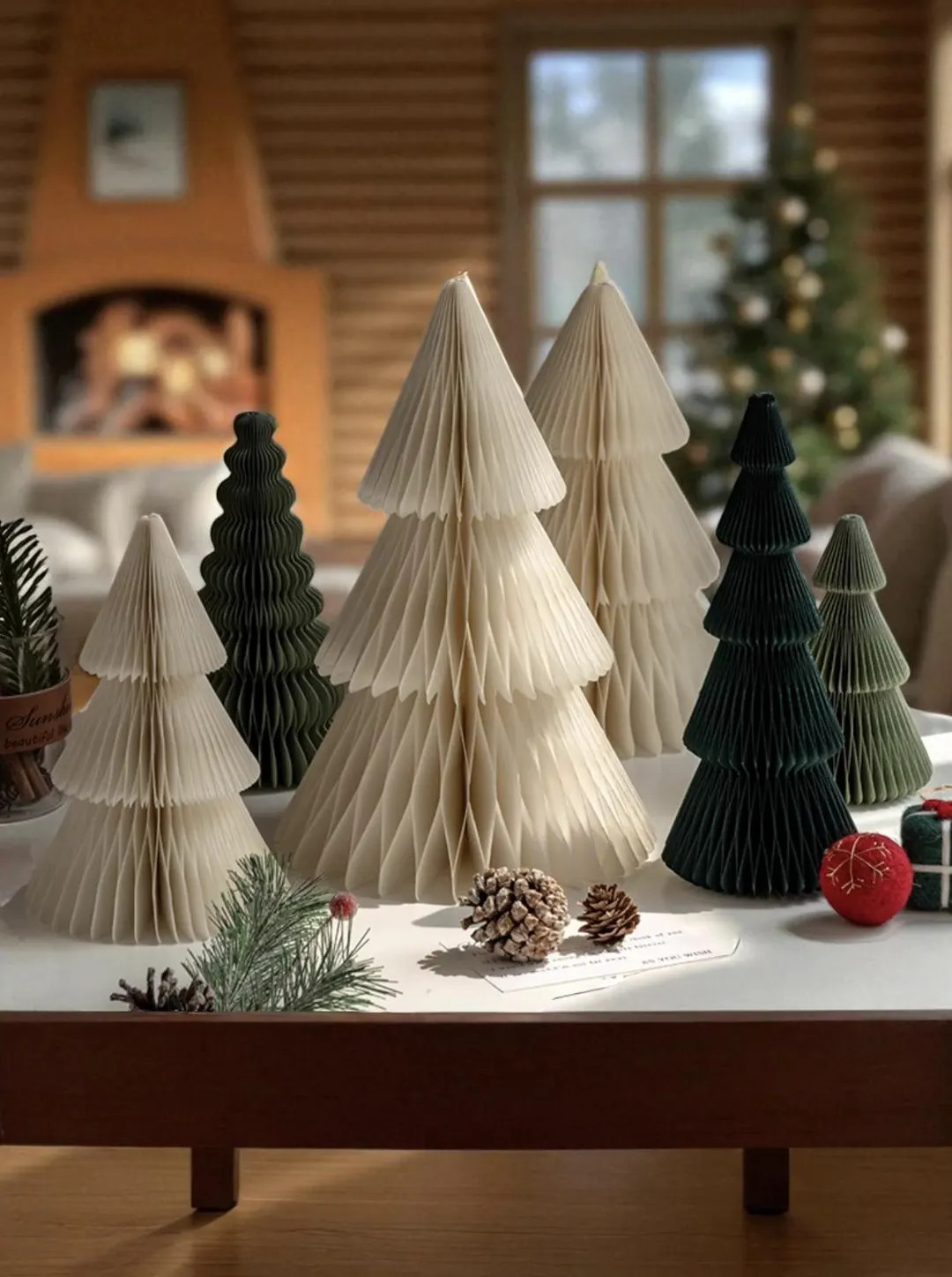 Foldable Paper Christmas Tree | Honeycomb Table Decoration | Etsy (US)