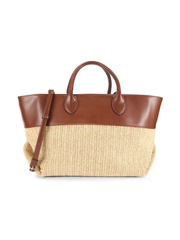 East West Straw Texture Colorblock Tote | Saks Fifth Avenue OFF 5TH