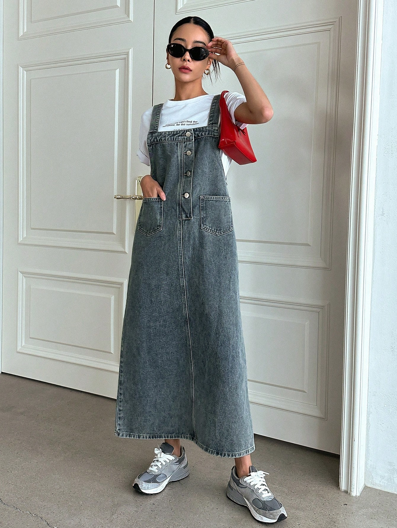 DAZY Kpop Dual Pocket Denim Overall Dress Without Tee | SHEIN