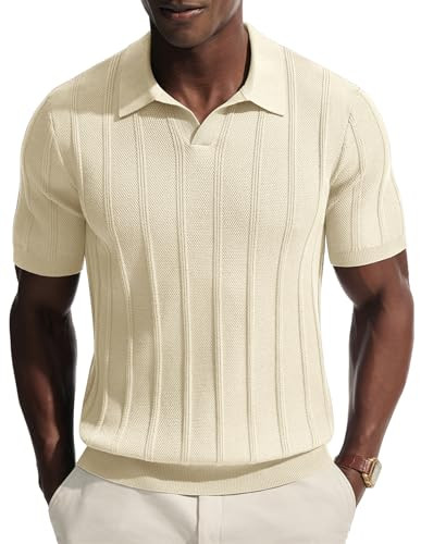 PJ PAUL JONES Mens Knit Polo Shirts V Neck Short Sleeve Casual Stylish Golf Shirt | Amazon (US)