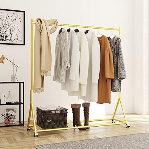 Amazon.com: Modern Clothing Racks Gold Display Rack Clothes Rack on Wheels for Hanging Clothes He... | Amazon (US)