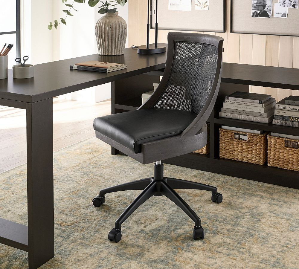 Bennett Leather Swivel Desk Chair | Pottery Barn (US)
