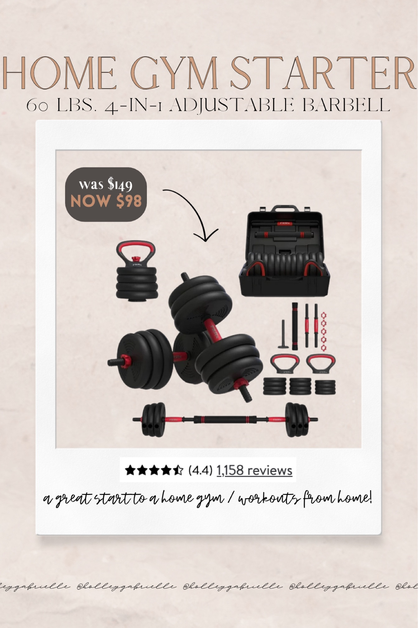 Walmart Deal Days sale finds faves⚡️🤍⛱️💪🏽🏋️‍♀️ one of my picks from the gym equipment category! Such a great starter for someone wanting to build a home gym! @walmart #walmartpartner

Sale finds / deal days / fitness /  barbell / Holley Gabrielle 

#LTKFitness #LTKSaleAlert #LTKSummerSales