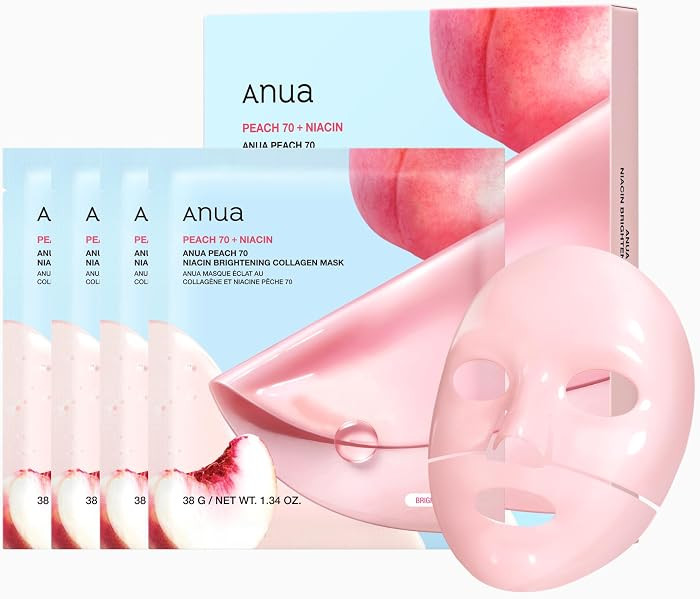 ANUA Peach 70 Niacin Brightening Collagen Mask, 1.34 fl.oz/4ea | Amazon (US)