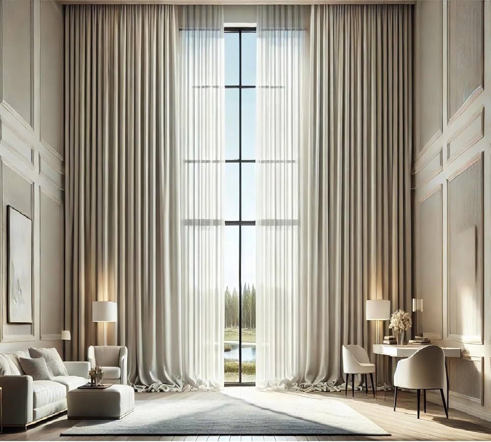Ikiriska Blackout Extra Long Curtain. 12-24 ft Long Darkening Custom Made Drape (Beige, 50”Wx21... | Amazon (US)