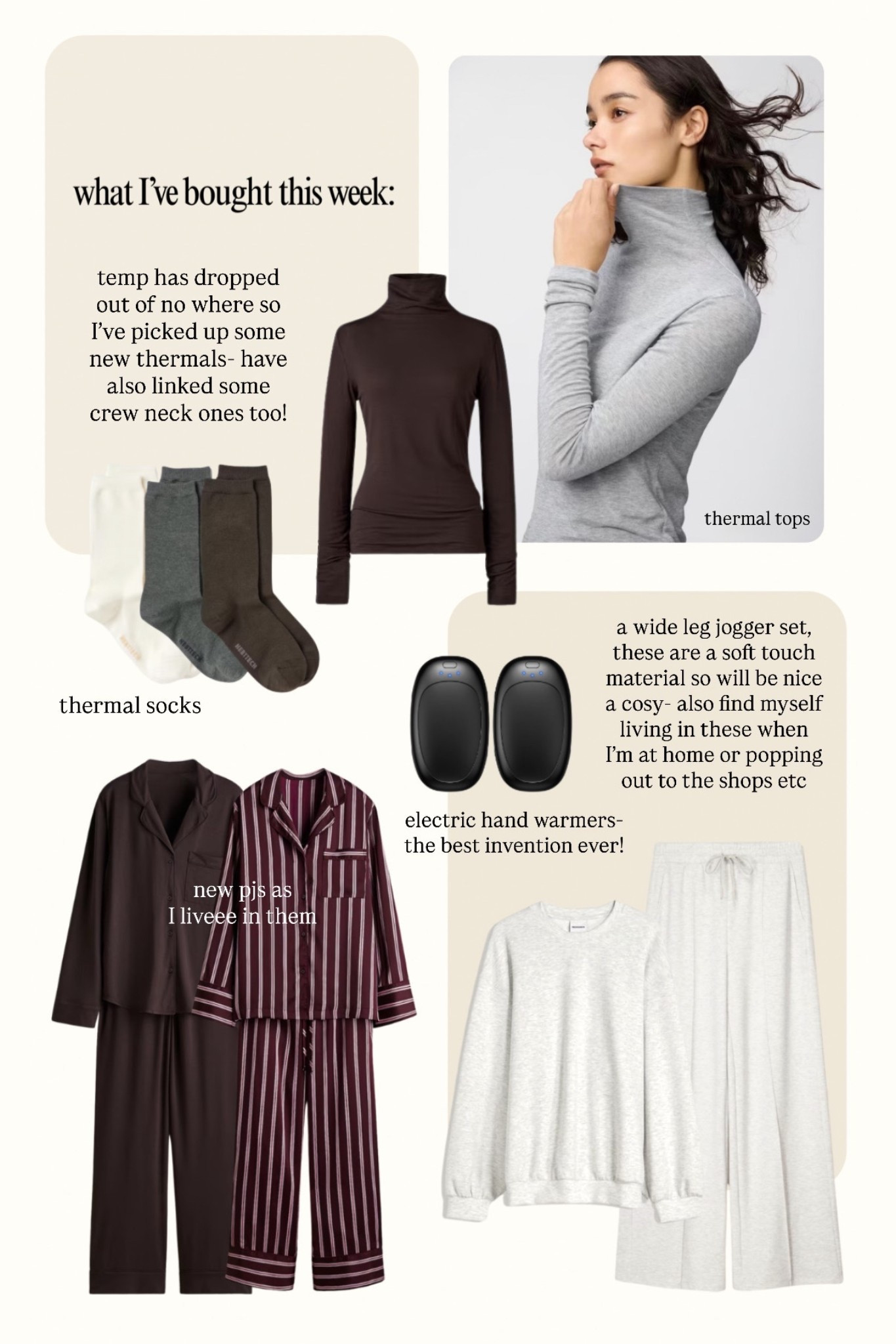 What I’ve bought this week- mostly practical items since the temp has dropped but a few fun things too- obsessed with PJs and comfy sets this time of year 🍂

#LTKCyberWeek #LTKautumn #LTKuk