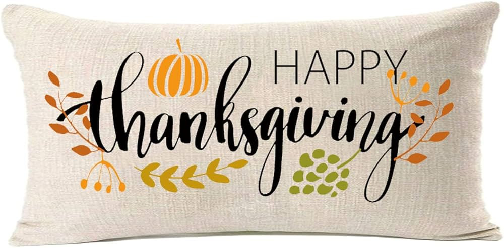 MFGNEH Thanksgiving Decorations Pillow Covers 12x20 Inch,Happy Thanksgiving Decor Thanksgiving Lu... | Amazon (US)