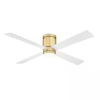 FANIMATION Kwartet 52 in. Indoor/Outdoor Brushed Satin Brass with Matte White Blades Ceiling Fan ... | The Home Depot