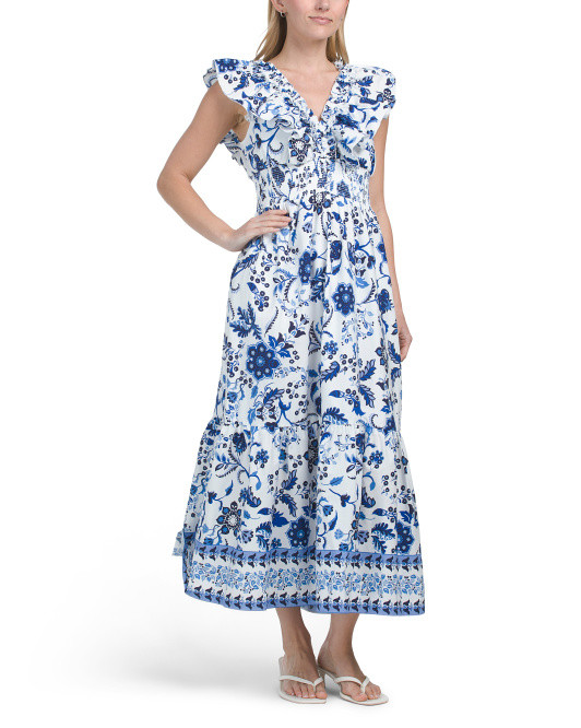 Flutter Sleeve Floral Maxi Dress | TJ Maxx