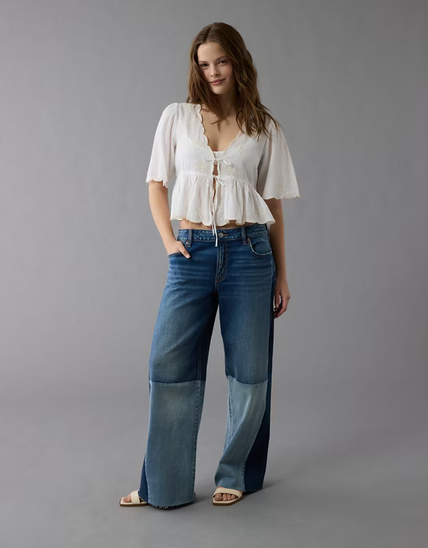 AE Stretch Low-Rise Baggy Wide-Leg Jean | American Eagle Outfitters (US & CA)